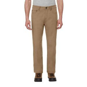 CAT Men's 34x30 Fleece Lined Canvas Work Pants Tan Straight Leg Stretch L1389